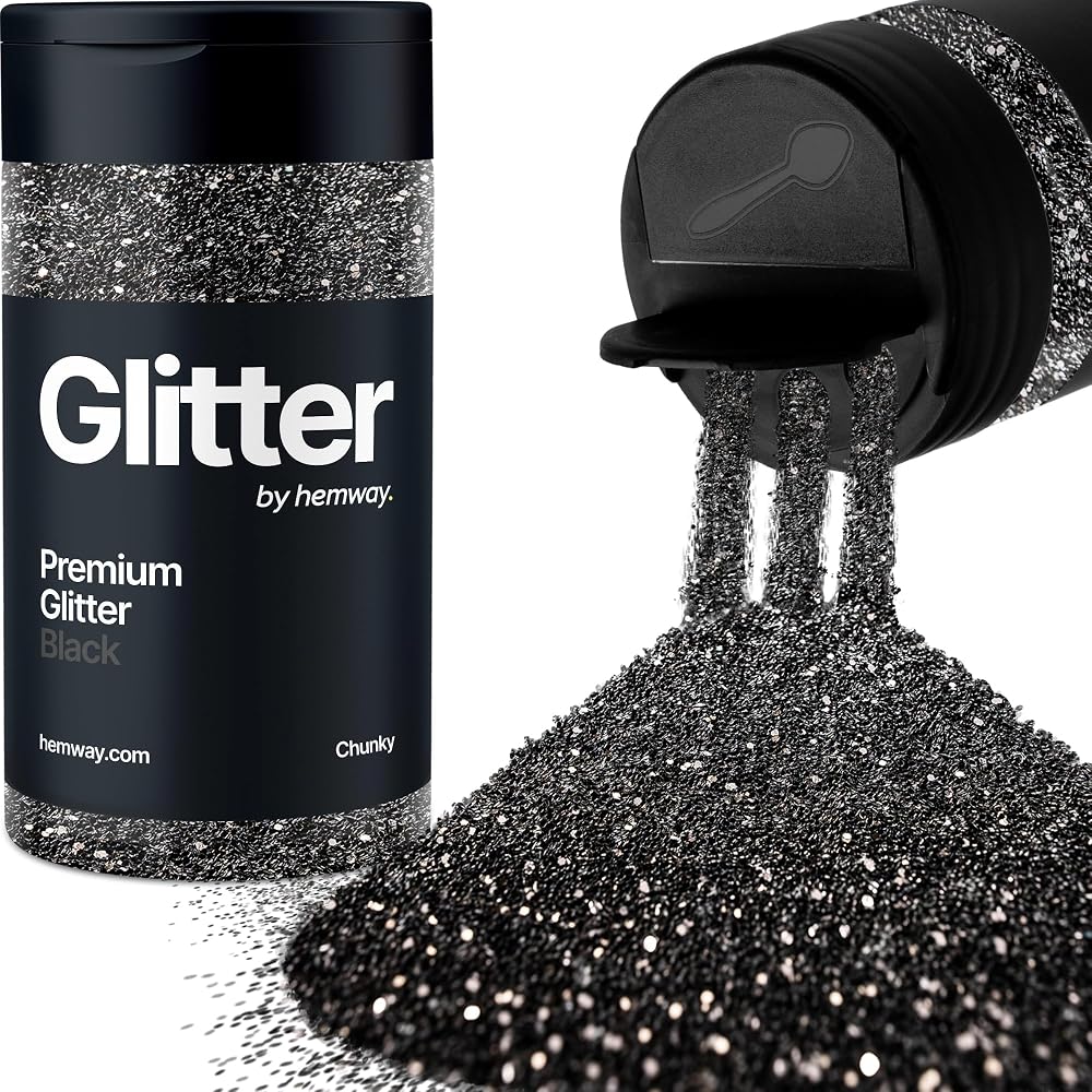 Hemway Black Glitter Shaker 130g Chunky Metallic Flake Resin Epoxy Crafts