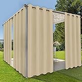 OutdoorLines Waterproof Indoor Outdoor Curtains for Patio-Privacy Sun Blocking Grommet Curtain Panel Weatherproof, UV Resistant Curtains for Gazebo, Front Porch, Pergola Beige 52W x 84L Inch 1 Piece