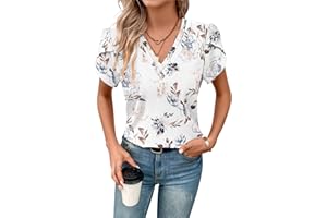 MOLERANI Womens T Shirts Petal Sleeve V Neck Casual Tees Summer Basic Tops