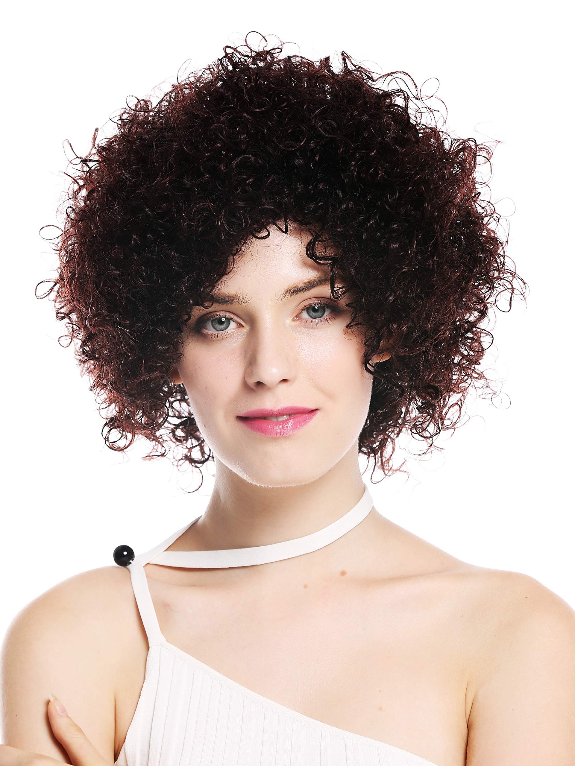 WIG ME UP - VK-11-2T33 women's quality wig short voluminous frizzy curly curls mahogany brown mix highlights