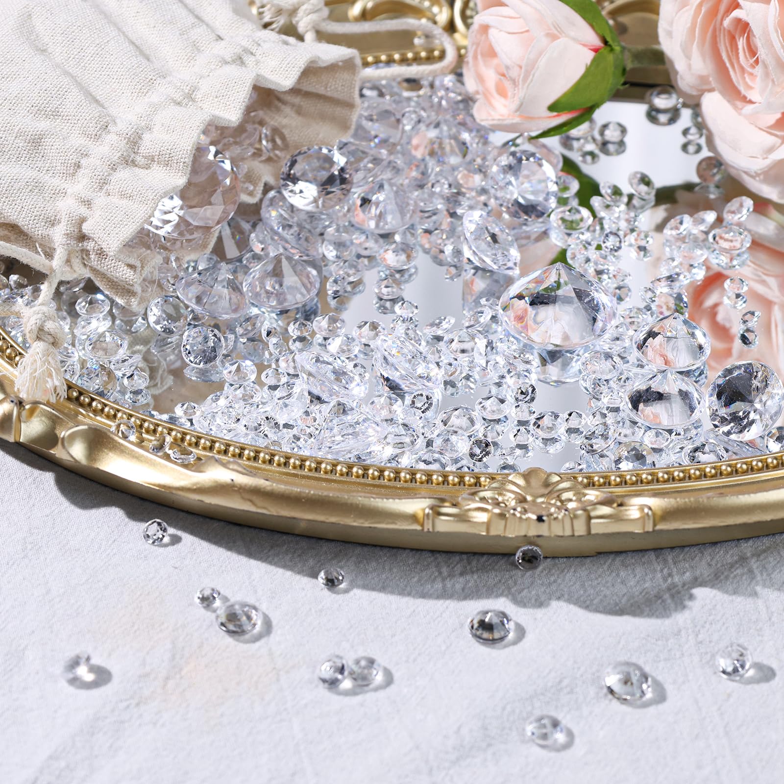 DomeStar 1,000PCS Diamond Decorations, Clear Fake Diamonds Vase Fillers Acrylic Crystal Gems for Wedding Table Scatters Party Decor