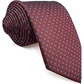 S&W SHLAX&WING Ties for Men Maroon Brick Red Necktie Patterned Wedding for Big and Tall Men