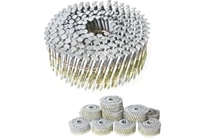 kimllier 3600 Count Coil Siding Nail Full Round Head Wire Collated Coil 15-Degree 1-1/4-Inch x .092-Inch Ring Shank Hot Dipped Galvanized