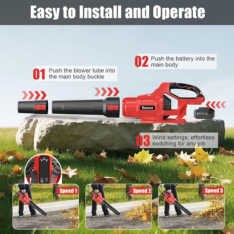Soffiatore a Batteria 21V, Soffiatore Foglie Elettrico con 2 Batteria