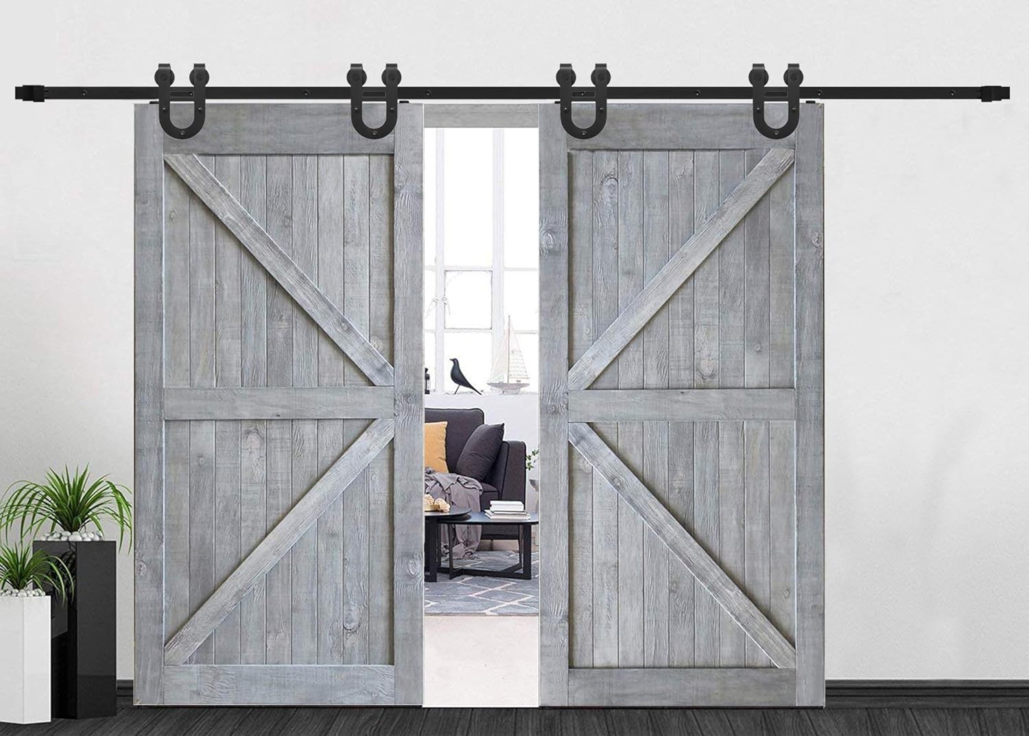 5ft 153cm Double Barn Door Suspension System Horseshoe Shape