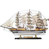 SAILINGSTORY Wooden Model Ship Amerigo Vespucci 1/190 Scale Replica | Handcraft Authentic Details, Nautical Decor, Sailboat Decor