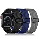 DaQin 3 Pack Stretchy Solo Loop Compatible with Apple Watch Bands for Men 49mm 46mm 45mm 44mm 42mm, Soft Nylon Braided Elastic Strap for iWatch Band Series 11 10 9 8 7 6 5 4 3 SE Ultra 3 Ultra 2 Ultra