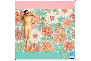 BYDOLL Beach Blanket Waterproof Sandproof 78''×81'' Suits1-4 Adults Compact Lightweight Oversized Sand-Free Blanket Large Picnic Mat for Beach Travel Camping Hiking