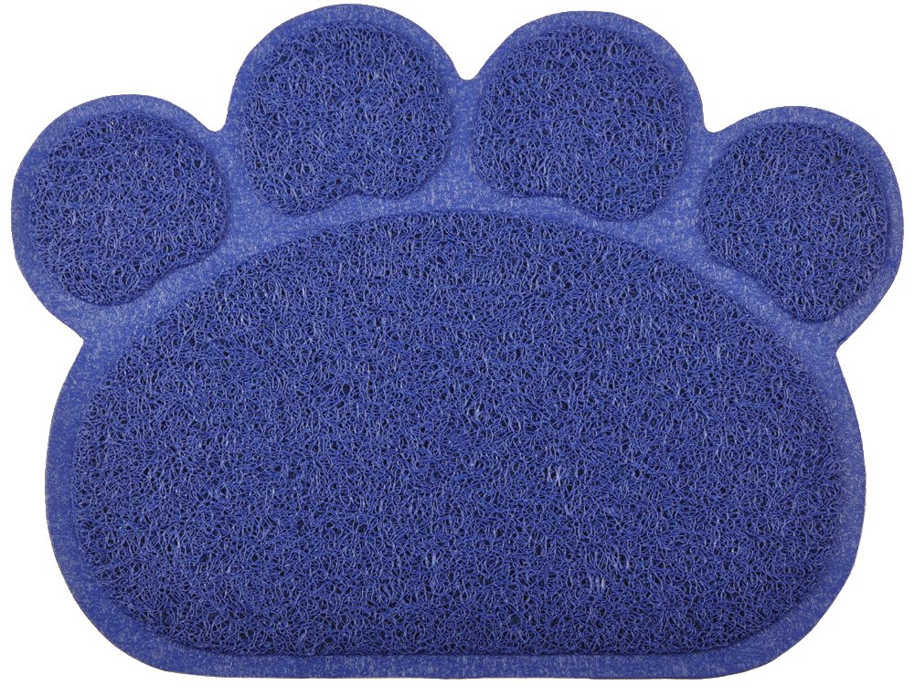 Paw-Shaped Large Cat Litter Box Mat,60x45 cm Inches (Navy)