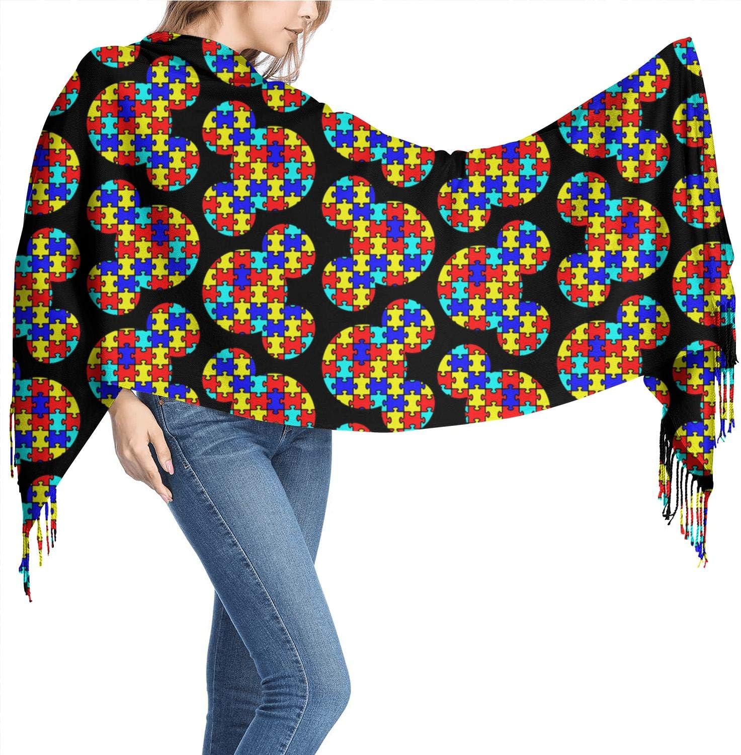 Breast Cancer Pink Womens Tassel Scarf Design Comfortable Shawl Scarf