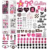 70 Styles Junk Charms Kit for Phone Case, Hair Pins Ties, Beach Bags, Clog Sandals, Customizing With Cute Bow, Synthetic Pearls, Rhinestones, Pink Resin Accessories for DIY Personalization Crafts