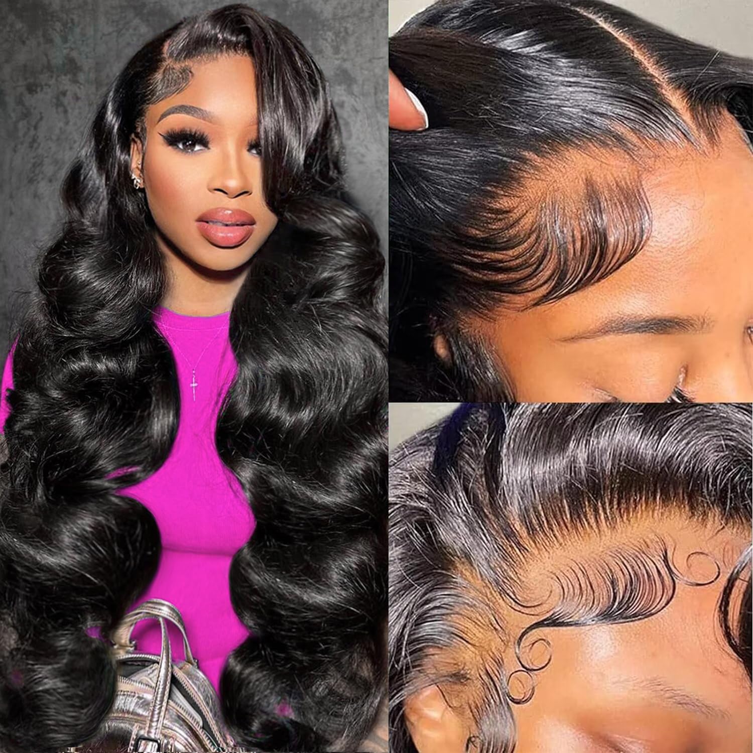 13x6 Hd Lace Frontal Wig Human Hair Wigs for Women Glueless 34 Inch Hd Lace Front Body Wave Real Black 180% Density Pre Plucked — image 1