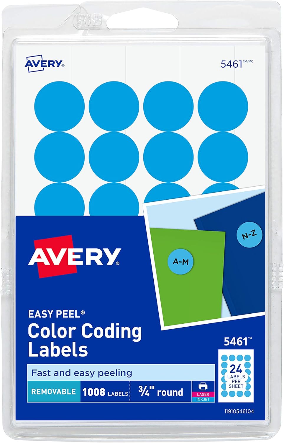 Avery Print/Write Self-Adhesive Removable Labels, 0.75 Inch Diameter, Light Blue, 1, 008 per Pack (5461) (05461) : All Purpose Labels : Office Products