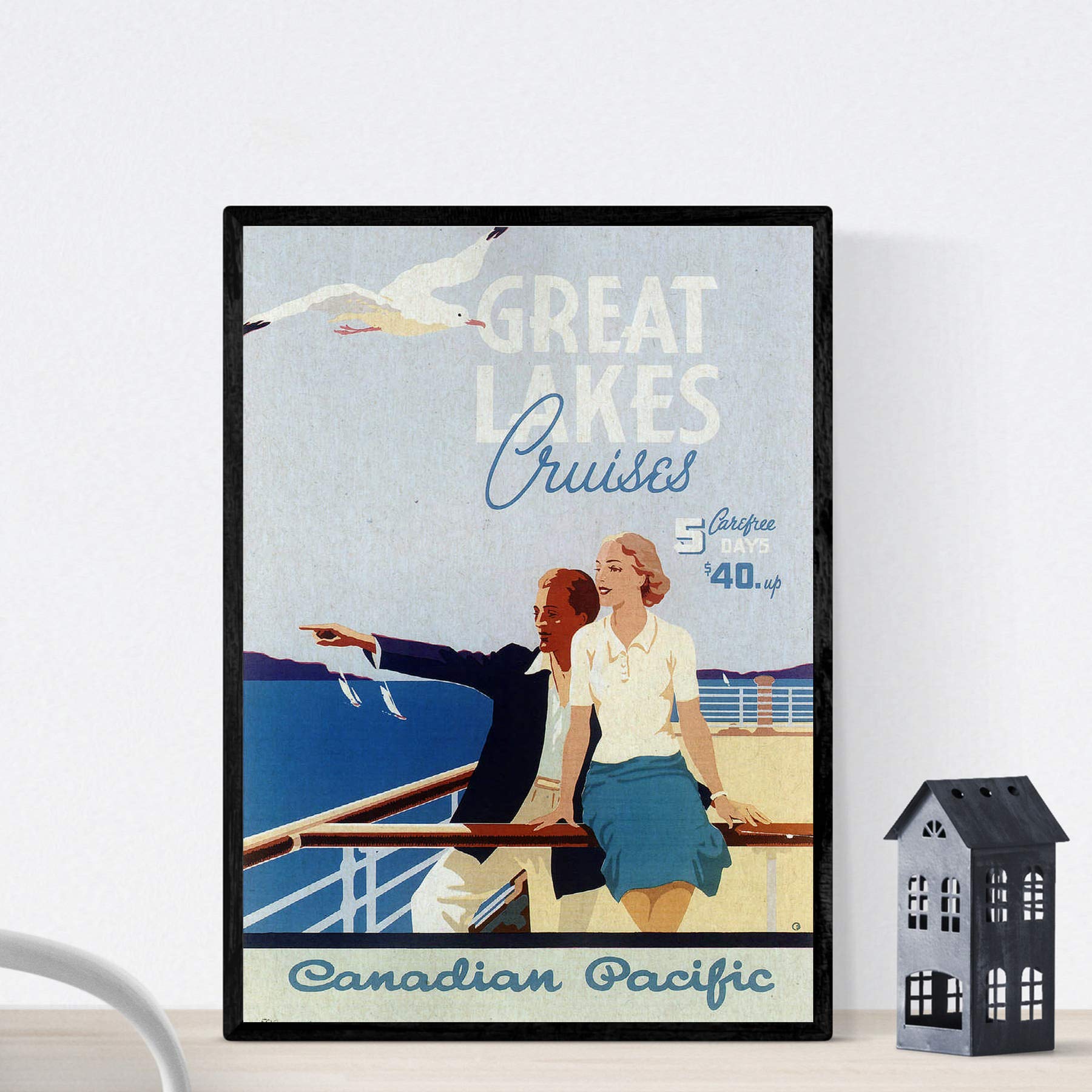 Nacnic Vintage Poster Vintage Poster America. Great Lakes. A4 size