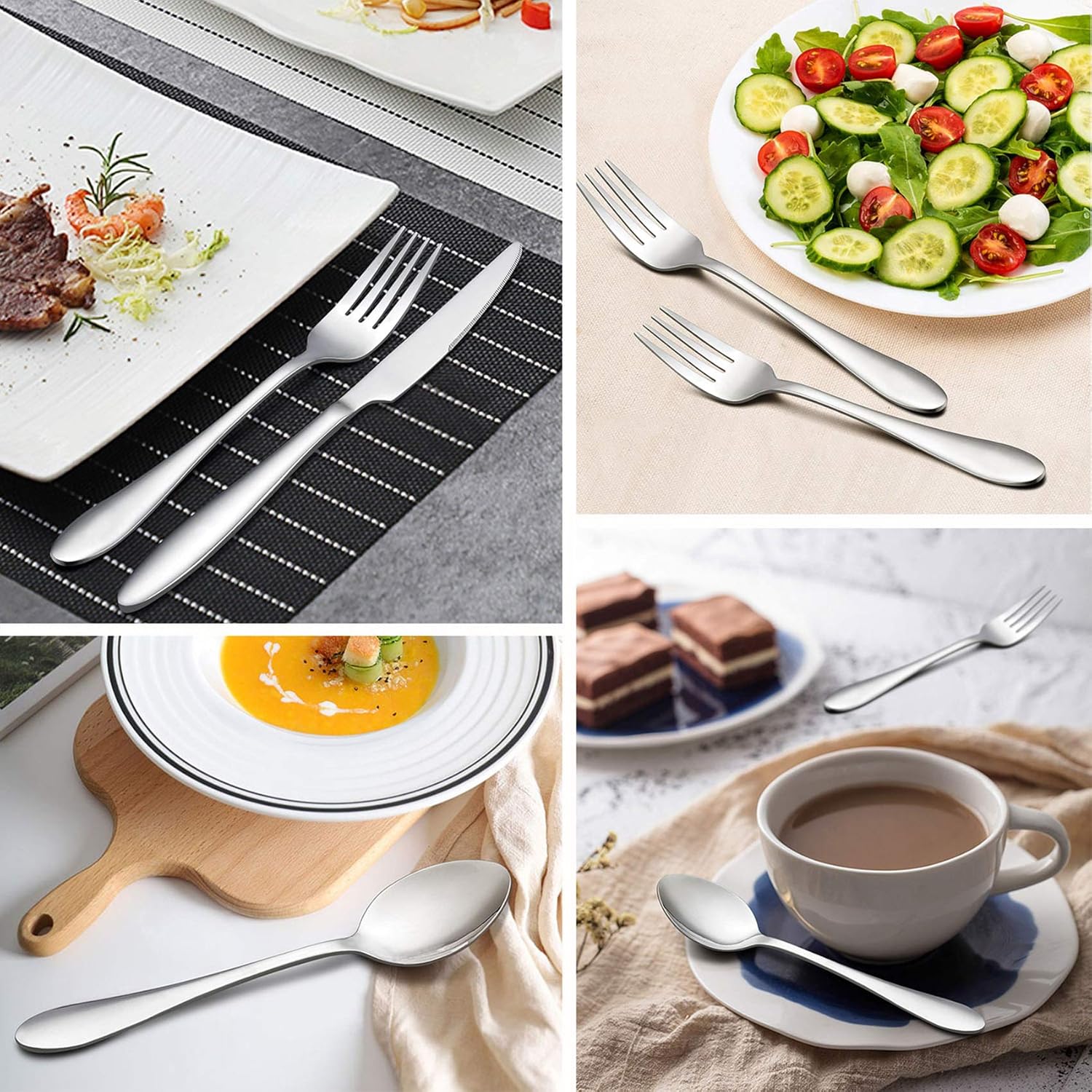  | Flatware Set, 40-Piece Silverware Set, LIANYU Stainless Steel Home Kitchen Hotel Restaurant Tableware Cutlery Set, Service for 8, Mirror Finished, Dishwasher Safe: Flatware Sets