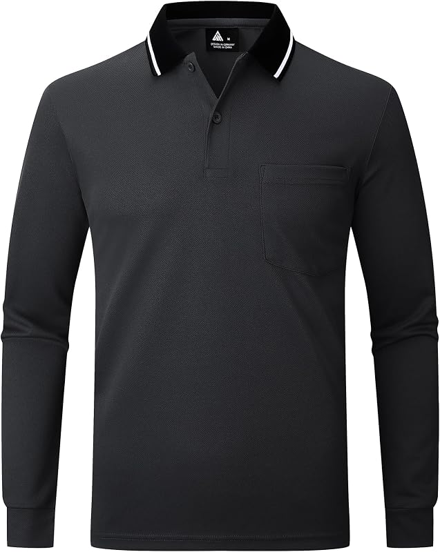 Poloshirt Herren Langarm Knopfkragen Arbeitshemd Atmungsaktiv Arbeits Poloshirts Button Down Polohemd Golf Frühling Herbst Casual Polo Hemd,Dunkelgrau,M — Foto 4 von 7