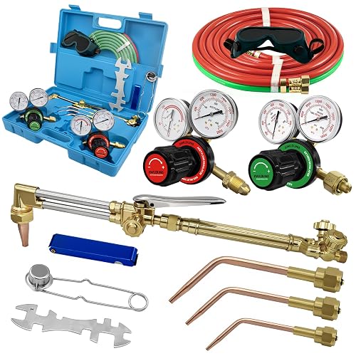 AWLOLWA Oxygen & Acetylene Gas Cutting Torch and Welding Kit Medium ...