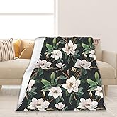 White Magnolia Soft Throw Blanket All Season Warm Blankets Lightweight Flannel Throws Blanket for Living Room Bed Couch 50"x60"