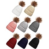 Toulite Women Beanie with Pom Pom Winter Knitted Hat Bulk Warm Fuzzy Soft Ski Skull Cap for Ladies Cold Weather