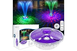 ChlorStar Upgraded Pool Fountain with Remote, Floating Pool Fountain with Lights, Above Ground Pool Water Fountains with Anchor, Swimming Pool Fountains for Inground Pool-1PC(Purple)