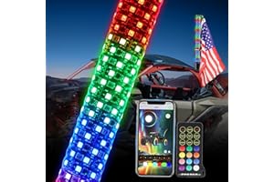 AddSafety 1PC 2FT Fat Whip Light RF Remote Control LED Whips Light with Dancing/Chasing Lights for Off-Road ATV UTV RZR Truck Dunes