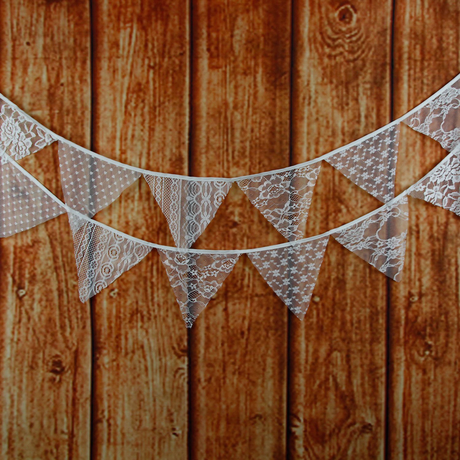 Photo 1 of LOVENJOY White Floral Lace Pennant Banner - 10.8 Feet