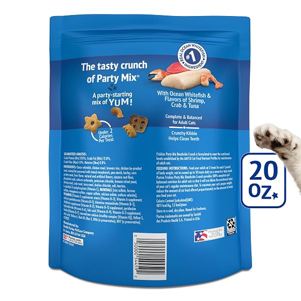 PURINA FRISKIES CAT TREATS, PARTY MIX BEACHSIDE CRUNCH – 20 OZ. POUCH
