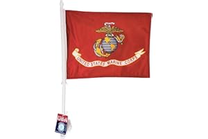 Ramsons Imports Double-Sided Car Flag 12" x 18" - U.S. Marine Corps Emblem, Made in USA