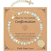 Women's Gold Virgin Mary Bracelet - 14K Gold Plated Religious Cross Bracelet,Dainty Golden Catholic Virgen De Guadalupe Cross Beaded Jewelry,Faith Confirmation Baptism First Communion Gifts for Women