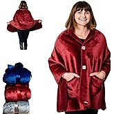 EzrAllora Premium Double Layer Wearable Blanket for Women -Easy On Easy Off No Sleeves- Drape and Go - Gifts for Women Who Have Everything - Gifts for Her Grandma and Mom (Burgundy)