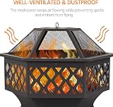 Yaheetech Hexagon Fire Pit Heavy Duty Outdoor Fire Bowl with Mesh Screen and view 6