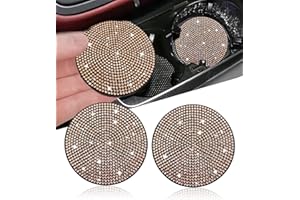 NBTEPEM 2pcs Bling Car Cup Holder Coaster, 2.75 inch Anti-Slip Shockproof Universal Fashion Car Coasters Insert Bling Crystal Rhinestone Automotive Interior Accessories for Women (2 pcs, Champagne)