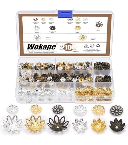 PATIKIL Tapas De Cuentas De Flores, 100 Unidades De 0.236 X 0.197 Pulgadas (0.236 X 0.197 In) De Metal Hueco Para Hacer Joyas, Aretes, Pulseras, Collares, Manualidades, Color Blanco Plateado