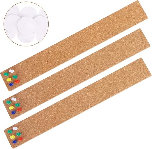 3 Pcs Bulletin Strip Cork Strip Cork Bulletin Bar Strip