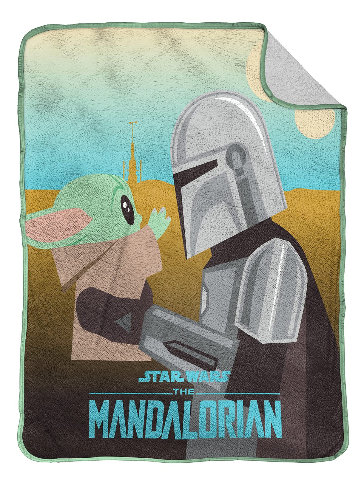 Jay Franco Star Wars The Mandalorian Found You 130 x 150cm Fluffy Sherpa Fleece Throw Blanket