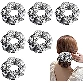 6pcs Disco Sequin Hair Scrunchies for Women 70s 80s 90s Retro Glitter Silver Ponytail Holders Hair Accessories for Bachelorette Party Bridal Party Favors