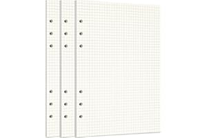 Zelten 3 Pack A5 135 Sheets/270 Pages Squared Loose Leaf Punched Paper Refills Paper for 6 Hole Binder Personal Organizer Dia