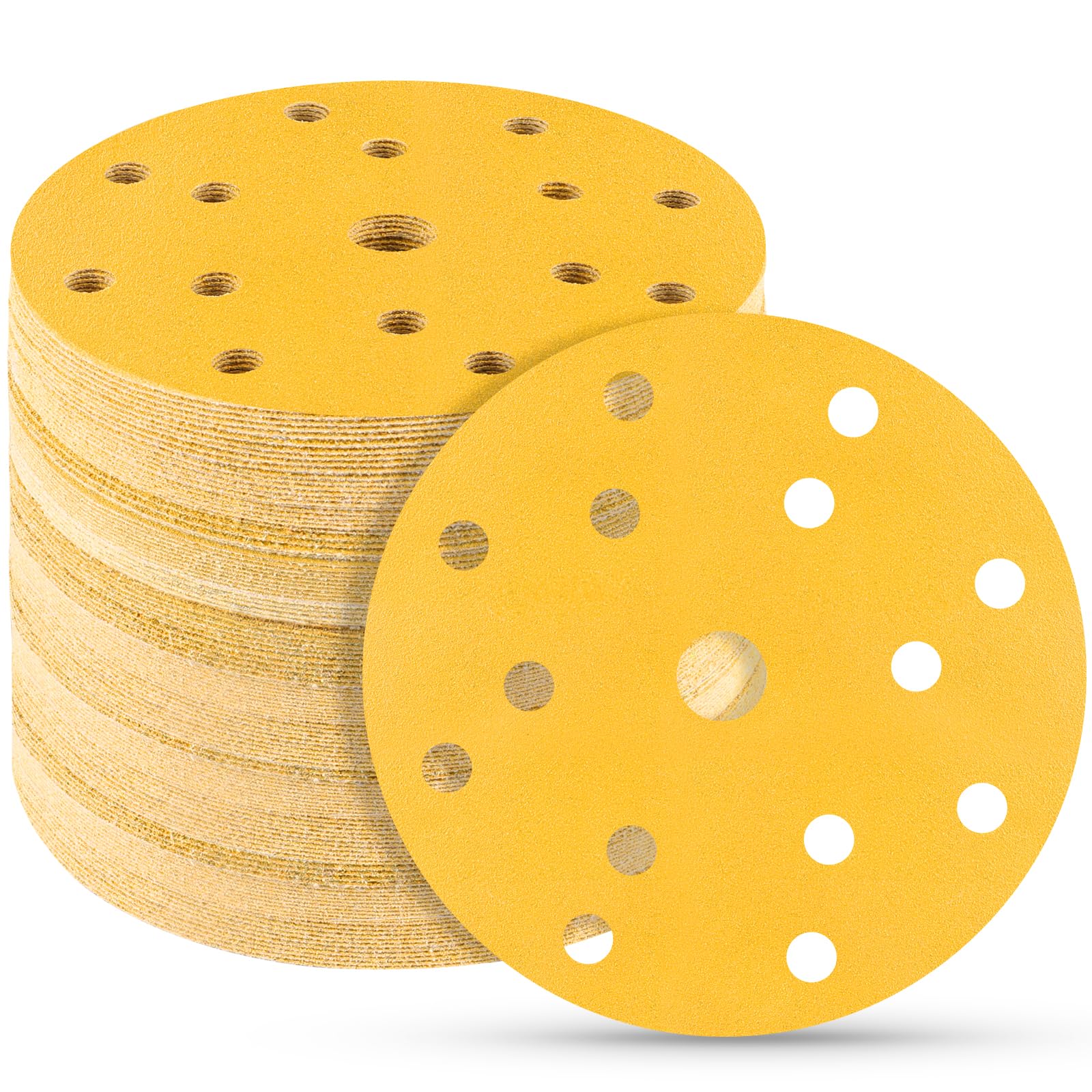 STEBRUAM 50pcs 150mm Sanding Discs,240 Grit 6 inch 15 Holes Hook and Loop Sanding Pads for Random Orbital Sander Pads and All Oscillating Tools