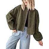 Tanming Womens Faux Suede Leather Jacket Casual Oversized Long Sleeve Zip Up Bomber Jackets Coats Outerwear