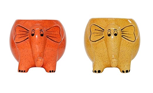 Ceramic Planter Ceramic Pots Indoor Planter Table Top Planter Plant Container Fancy Decorative Planter (2 Pcs.) (Drainage Hole at The Bottom)