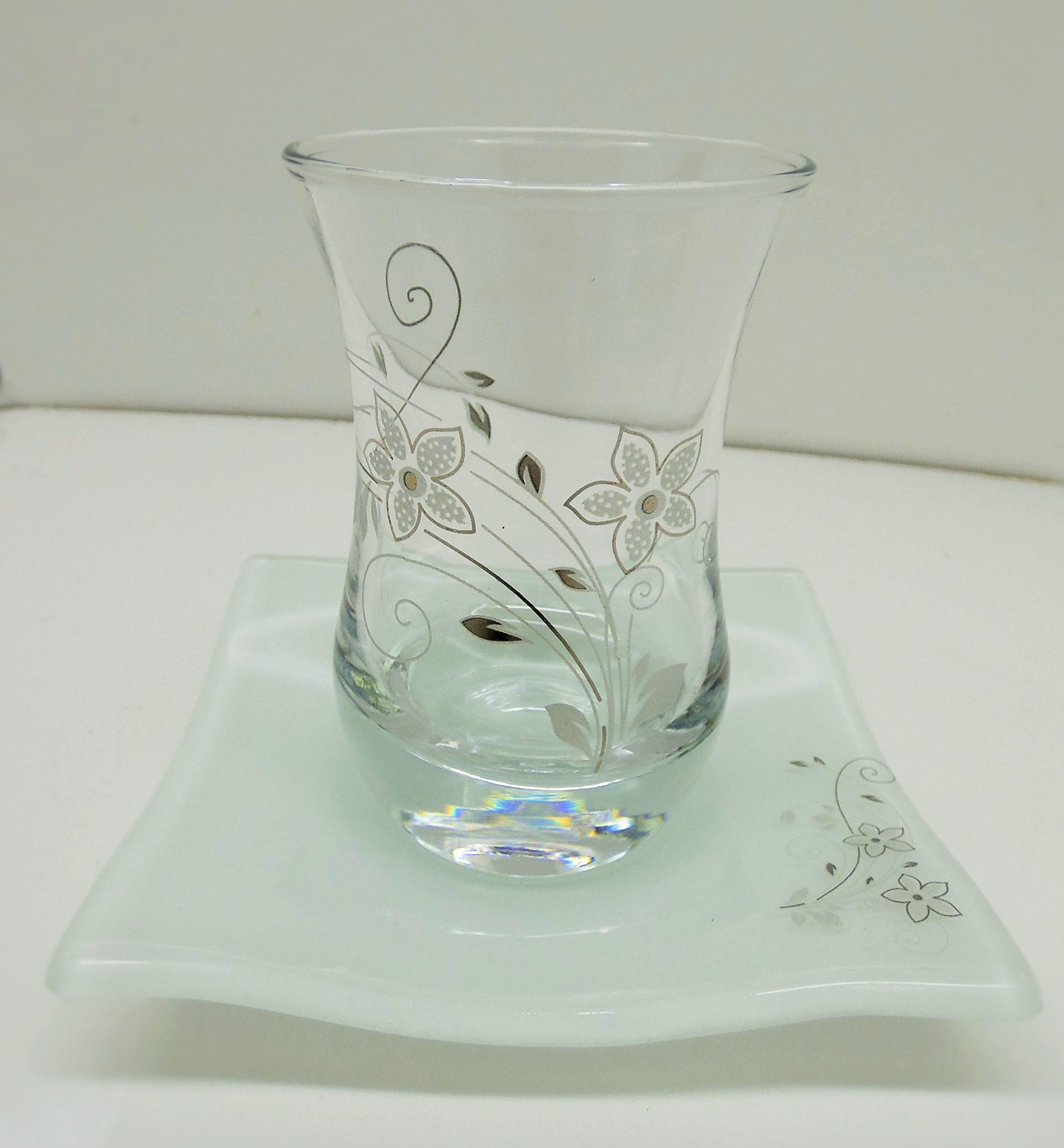 Art Glass Camomile Tea Set,Set of 13, Platinium Color, PLBE06
