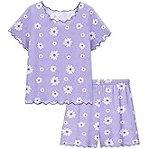 LQSZ Girls Pajamas Set Short Sleeve Summer Kids Lounge Set Soft Sleepwear Pjs Sets for 3-10 Years