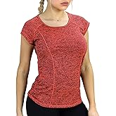 icyzone Workout Running Shirts for Women - Fitness Gym Yoga Exercise Short Sleeve T Shirts Open Back Tops