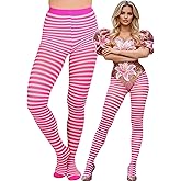 ToBeInStyle Women's Thin Horizontal Stripe Opaque Tights Pantyhose - Regular or Plus