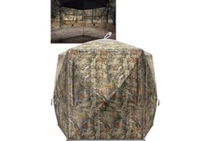TIDEWE Hunting Blind 360°See Through with Large Open Door, 2-3/3-4 Person Pop Up Ground Blind with Removable Curtain & Carrying Bag, Portable Resilient Tent(Forest Fade Camo)