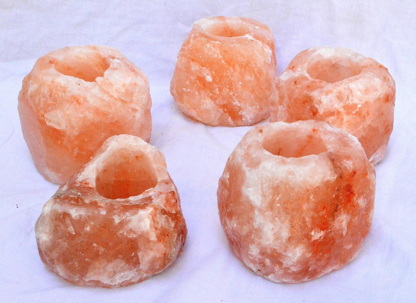 Artigianato Himalayan Salt Candle Holder, 5 Pieces, 1 kg, Plastic