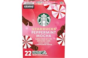 Starbucks K-Cup Coffee Pods, Peppermint Mocha Flavored Coffee for Keurig Brewers, 100% Arabica, 1 Box (22 Pods)