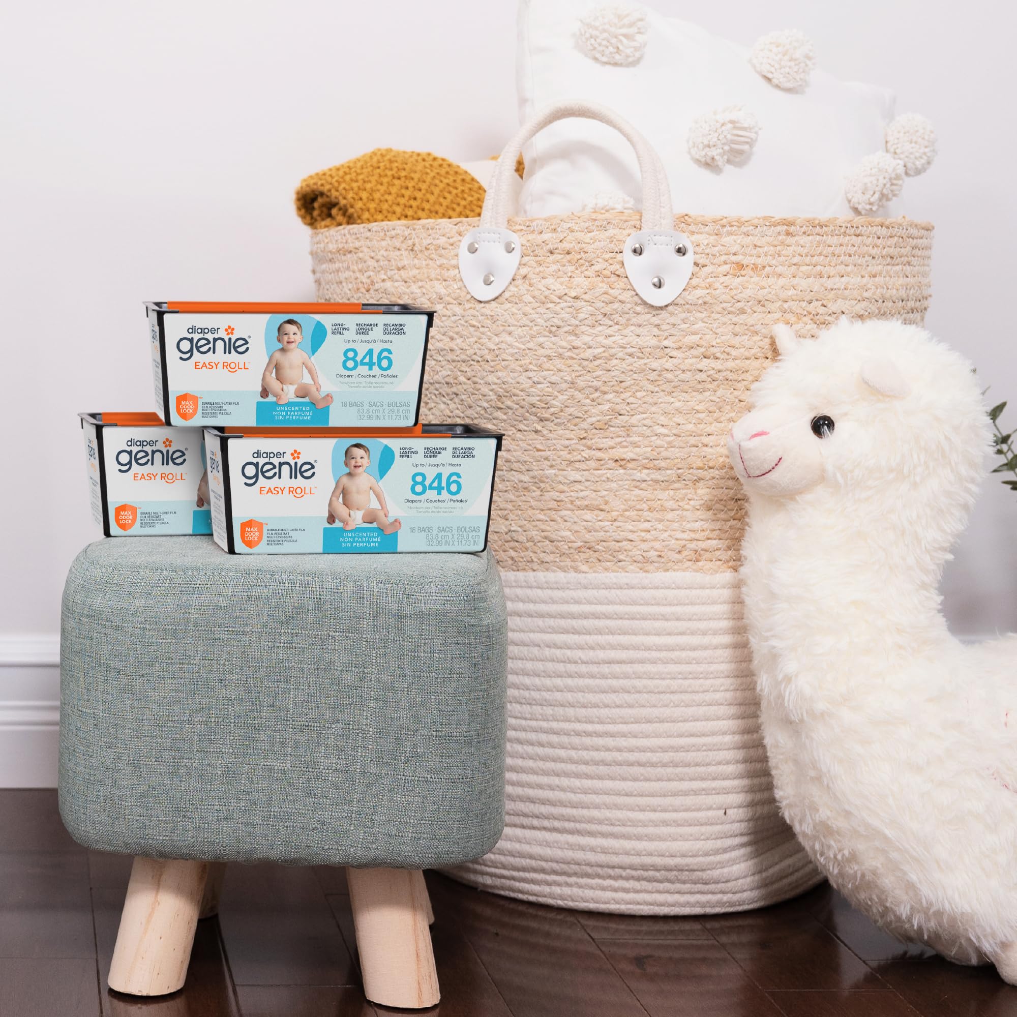 Diaper Genie Easy Roll Refill | 18 Bags Per Refill | Holds Up to 846 Newborn Diapers | Odor Control | Diaper Pail Refill Bags | Fits Diaper Genie Signature & Platinum Pails, Packaging may vary