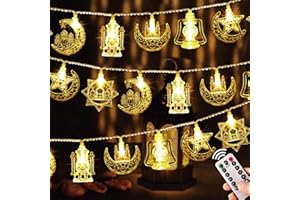 Windpnn Upgraded 30LED Ramadan String Lights, 8 Modes Waterproof Battery Operated Ramadan Mubarak Star Moon Castle Lantern Fairy Lights for Ramadan Eid Outdoor Indoor Home Decorations