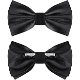 Geyoga 2 Packs Clip on Bow Ties for Men Solid Wedding